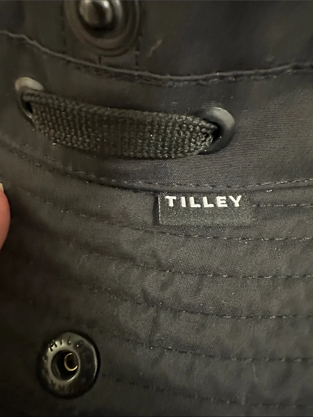 TILLEY Men's-Women’s Black Outdoor Bucket Hat with Chin Straps